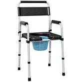 HAOYYE Black Multi-Functional Portable Toilet Chair With Adjustable Height, Lightweight Foldable Commode Chair for Bathroom, Shower, and Elderly Assistance, Durable Steel Frame and Comfortable Padded Seat for Easy Mobility and Hygiene